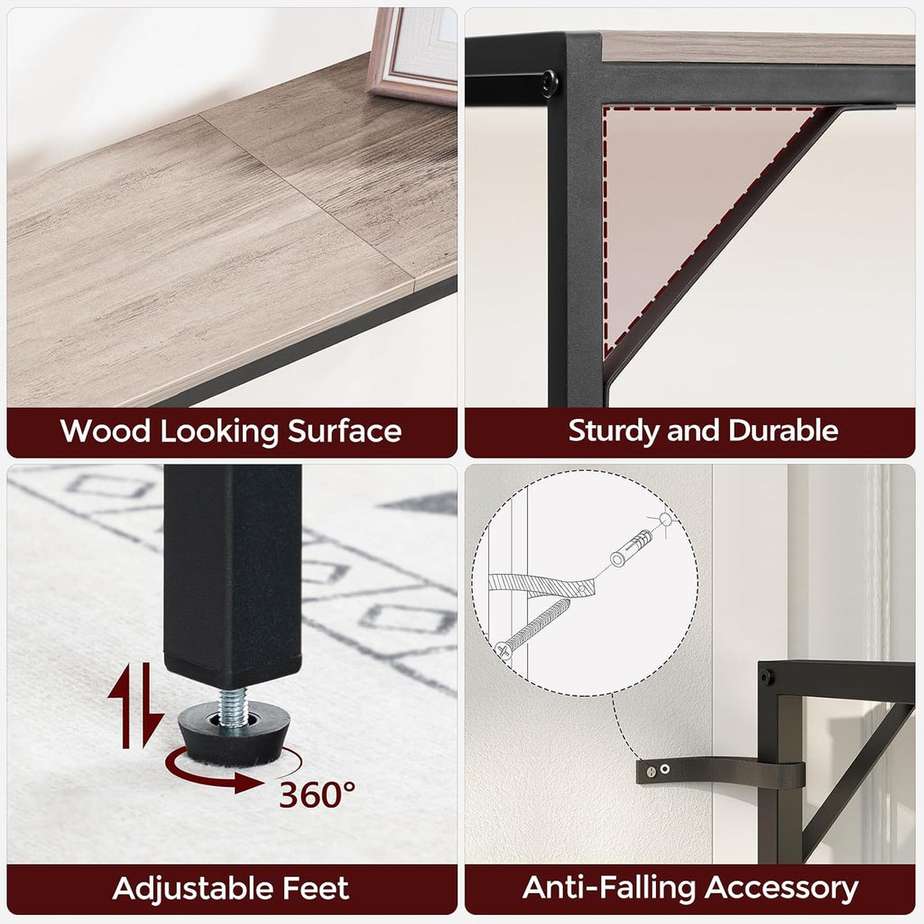 MAHANCRIS Narrow Console Table, 43.7" Sofa Table with Outlets, Greige