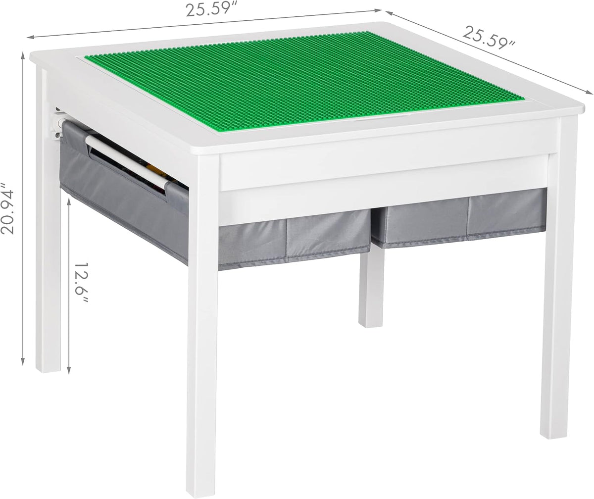 UTEX 2 in 1 Kids Construction Play Table with Drawers Compatible with Lego