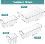 25 PCS Clear Plastic Drawer Organizer, Makeup Organizers and Storage Bins
