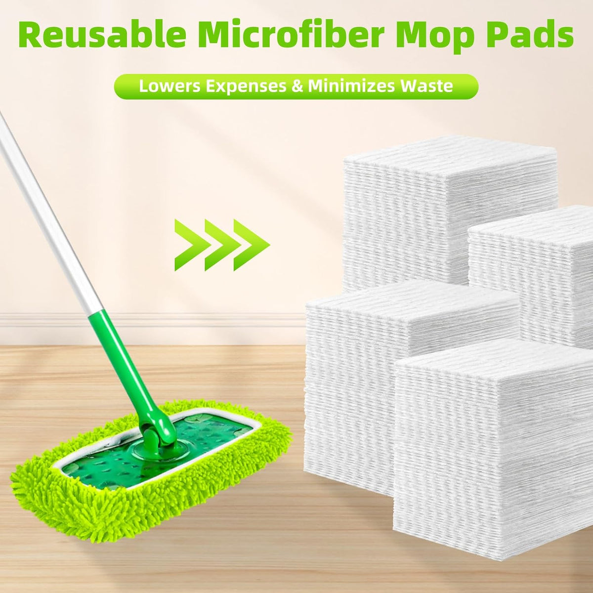 Reusable Microfiber Chenille Mop Pads Compatible with Swiffer Sweeper Mop