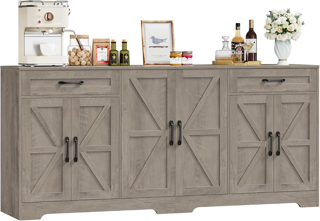 BOTLOG 71” Large Kitchen Buffet Cabinet with Adjustable Shelves