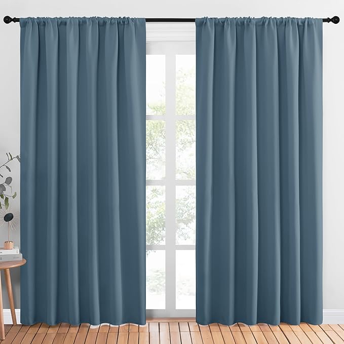 NICETOWN Living Room Curtains, Smoky Blue, 1 Pair, 70 x 84-inch, Home by NICETOWN