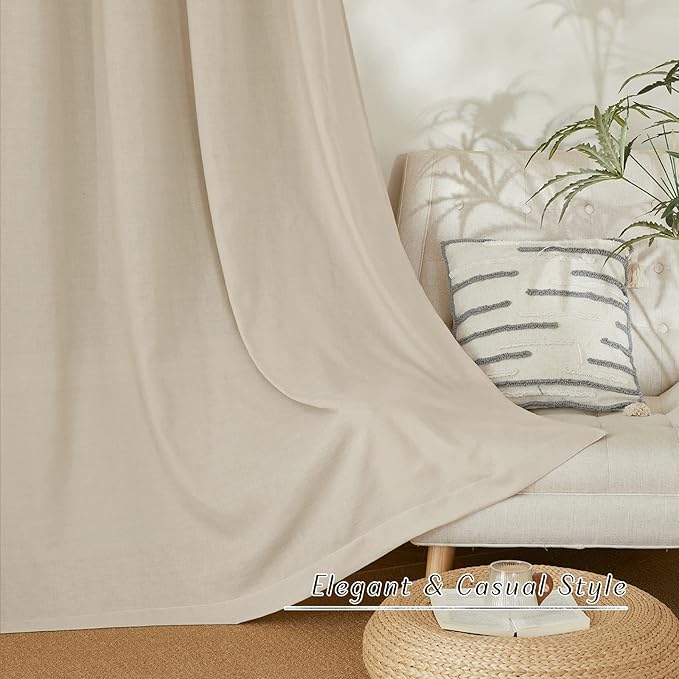 NICETOWN Thick Linen Blend Curtains Flax Textured - Image 3