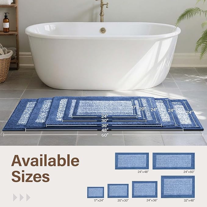 Bathroom Rugs 30x20 Non Slip Washable, Soft Absorbent Quick Dry Mats - Image 6