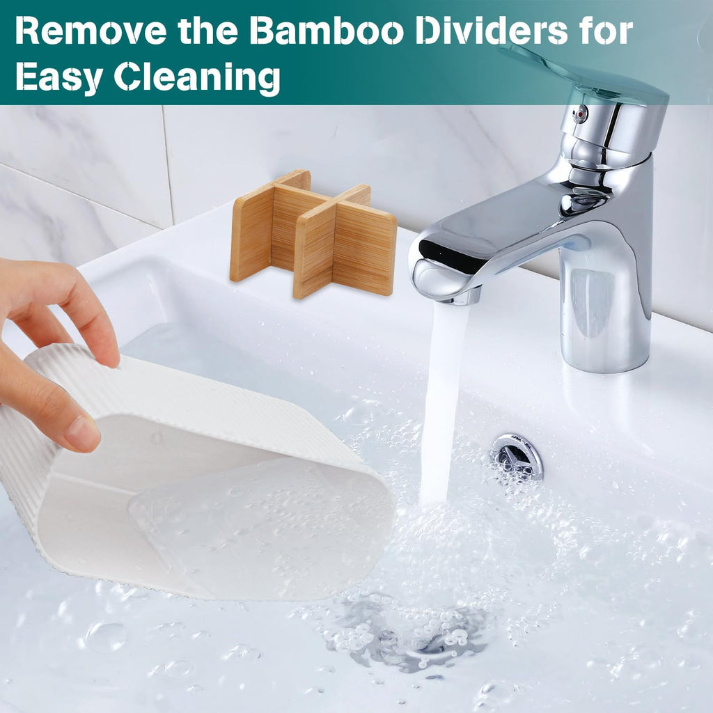 White Toothbrush Holder, 5 Slots Bathroom Storage Organizer