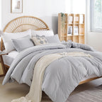 weigelia Light Grey Comforter Set Full, All Season Lightweight Bedding Set