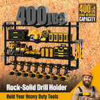 Extra Tall Power Tool Organizer Wall Mount, Drill Holder Storage Rack Shelf