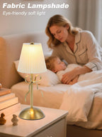 Cordless Table Lamp, Small Gold Bow Night Light, LED Rechargeable