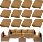 12Pcs Outdoor Cushion Covers, Patio Cushion Covers, Stretch Elastic Slipcovers by dreahoteztil