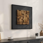 Framed 3D Textured Wood Wall Art for Living Room, Abstract Geometric 20x20