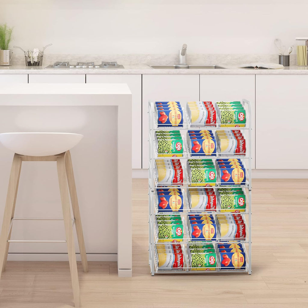BTY Can Organizer for Pantry Stackable Can Rack Organizer 2 Pack Stacking Can Storage Dispensers 3 Tier Small Space Holds up to 36 Cans for Pantry, Kitchen, Cabinet White