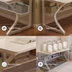 OSCHF 71-Inch Extra Long Desk with Storage Shelf, Warm White