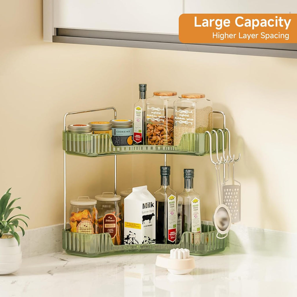 Corner Counter Organizer, 2-Tier Bathroom & Kitchen Storage Tray