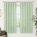 LAMIT Light Green Linen Window Curtains 63 Inch Length, Light Filtering Neutral by LAMIT