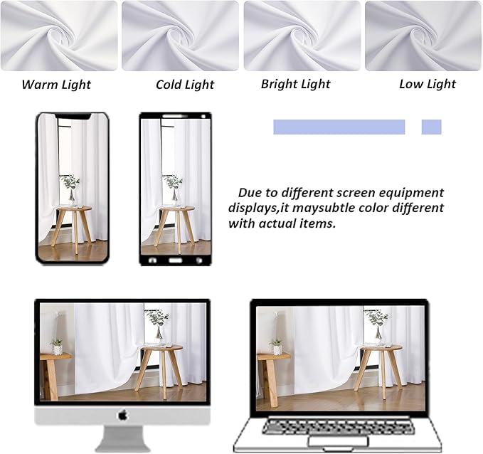Simplebrand Ava Pure White Curtains 30 Inches Long 2 Panels, Light Filtering - Image 9