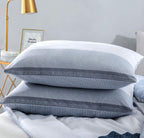 SLEEPBELLA Comforter King Size, 600 Thread Count Cotton White and Navy Striped Patchwork Reversible Pattern Reversible Blue Comforter Set,Down Alternative Bedding Set 3Pcs (King, Blue Patchwork)