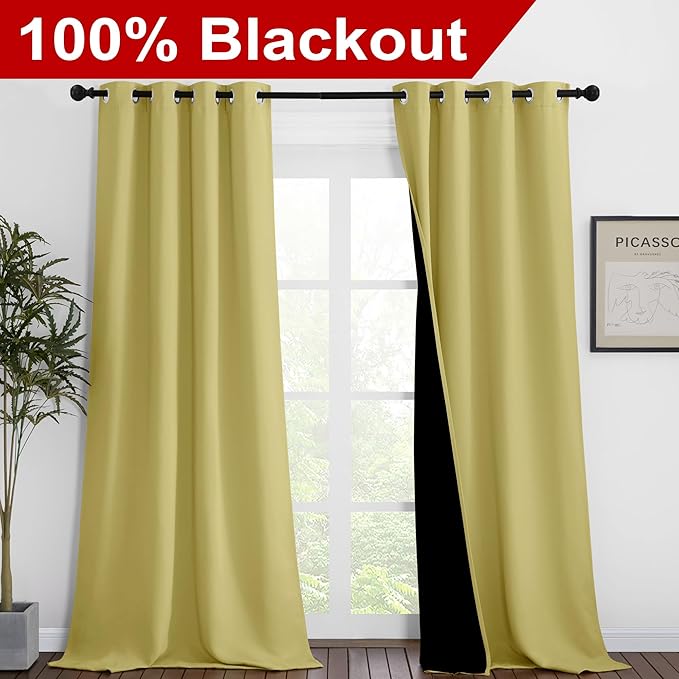 NICETOWN 100% Blackout Blinds, 46 inches x 96 inches, Laundry Room Decor Window - Image 2