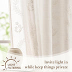 jinchan Belrose Linen Floral Cafe Curtains 54 Inch Length Embroidered Farmhouse - Image 6