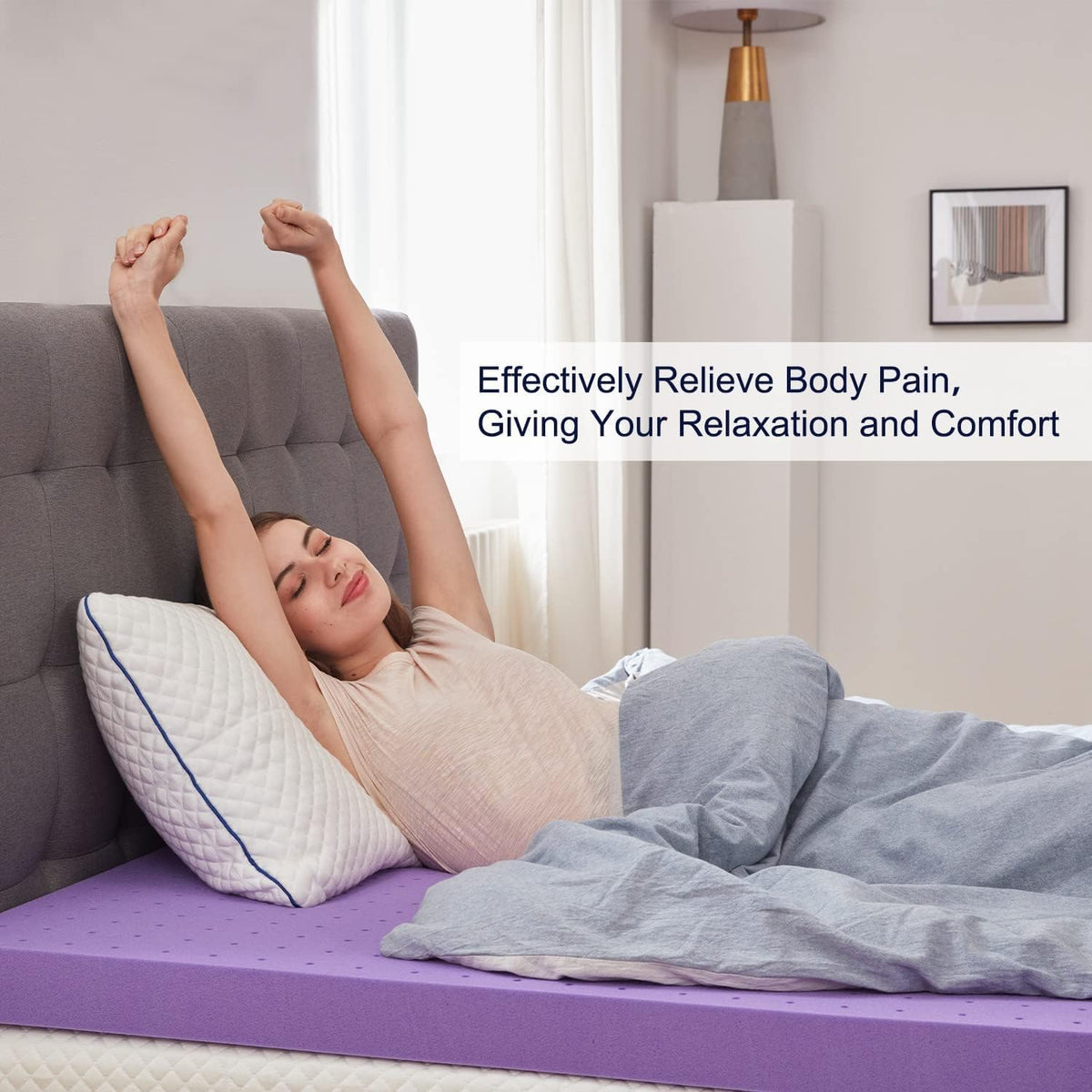 SINWEEK 1.5 Inch Gel Memory Foam Mattress Topper Ventilated Soft Pressure Relieve Mattress Pad, Breathable Bed Topper, CertiPUR-US Certified, Queen Size