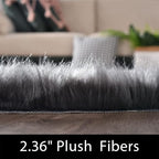 Latepis Hallway Runner Rugs 2x10 Dark Gray Faux Wool Fur Rug Wasgable Non Slip - Image 2