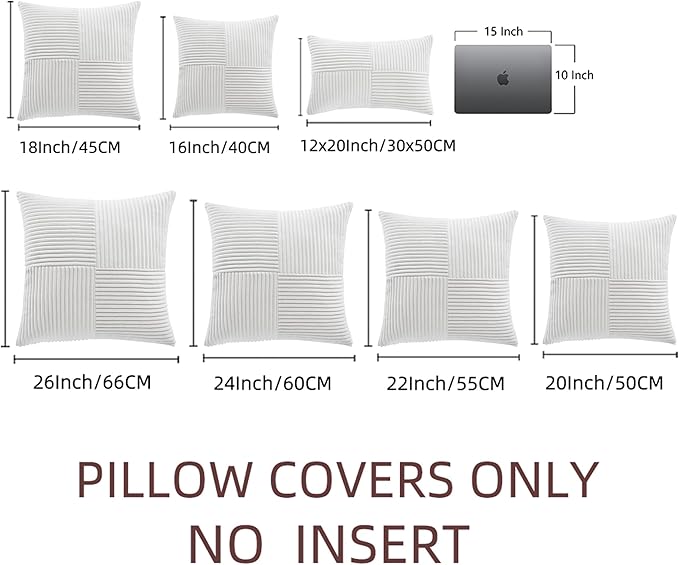 Fancy Homi 2 Packs Pure White Decorative Throw Pillow Covers 16x16 Inch - Image 7