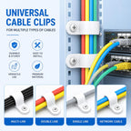 330 Pcs White Cable Clips Wall, Plastic Wire Cable Clamps with Screws, R Nylon Wire Clips for CordsWire Clamps for Cables, cCable Management Clipss, for Organizing Electric Wires Cords(5 Sizes)