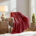 KMUSET Fleece Blanket Burgundy Lightweight Super Soft Cozy Fuzzy Bed Blankets - Image 6
