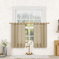 LAMIT Brown Linen Cafe Curtains 30 Inch Length, Semi Sheer Light Filtering by LAMIT