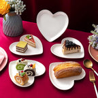 Suclain 12 Pcs Heart Shaped Plates Ceramic Plates 7.4 Inch Heart Dish Porcelain Cute Dishe for Dessert Appetizer Steak Snacks Daily Home Kitchen Party Gift(White)