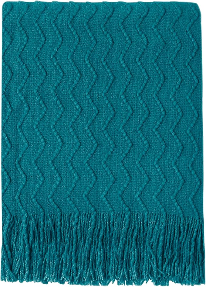 BOURINA Throw Blanket Textured Solid Soft Sofa Throw Couch Cover Knitted by BOURINA