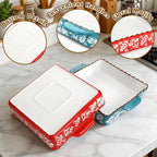 2 Pack Ceramic Baking Dish with Double Handle, 9 x 9 Inch