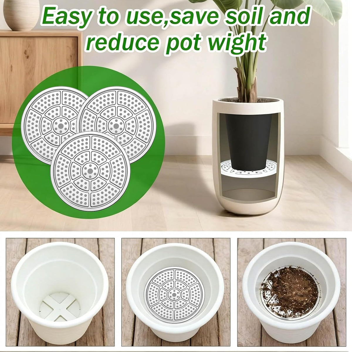 Set of 3, 16.5-inch Stainless Steel Round Plant Pot Risers