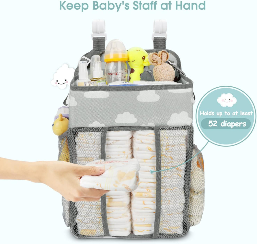 Maliton Hanging Diaper Caddy Organizer Hold 52+ Diapers(Gray Cloud)