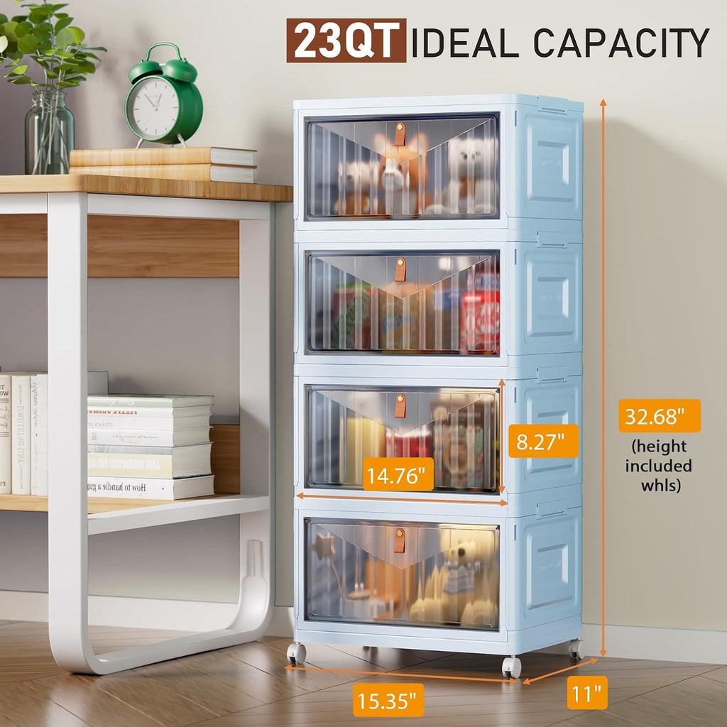 Wise Oannes Closet Organizers and storage with Wheels, 23QT Blue
