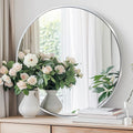 Round Mirror 30 inch Silver, Circle Mirror, Brushed Nickel, Chrome
