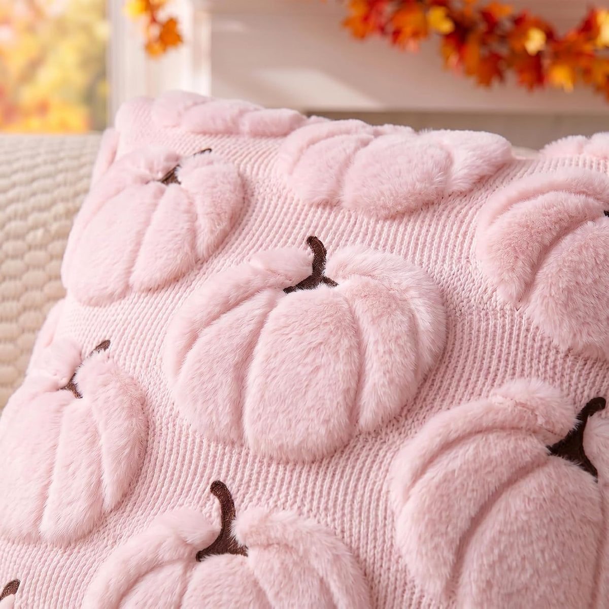 Fall Pillow Covers Pumpkin Fall Decor 18x18 Set of 2 Pink