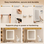 Antok 30x36 LED Bathroom Mirror with Lights, Backlit + Frontlit