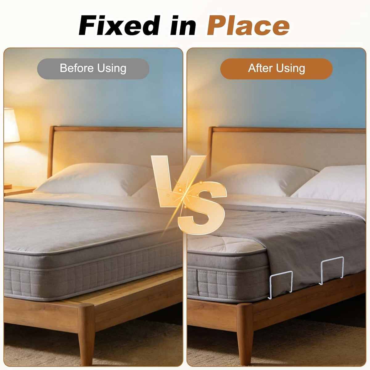 uxcell 2pcs Mattress Slide Stopper 4.7" x 3.9" Mattress Retainer Bar White