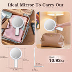 Travel Makeup Mirror with Lights, 15X/1X Double Sided Magnifying Mirror with 3 Color LED Lights, Rechargeable Portable Vanity Mirror for Girls & Women, College Dorm Room Essentials & Gifts