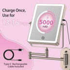 FASCINATE 8.7" 5000mAh Rechargeable Wall Mounted Makeup Mirror (Nickel)