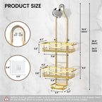 Adjustable Shower Caddy Hanging Rustproof Shower Organizer, Gold