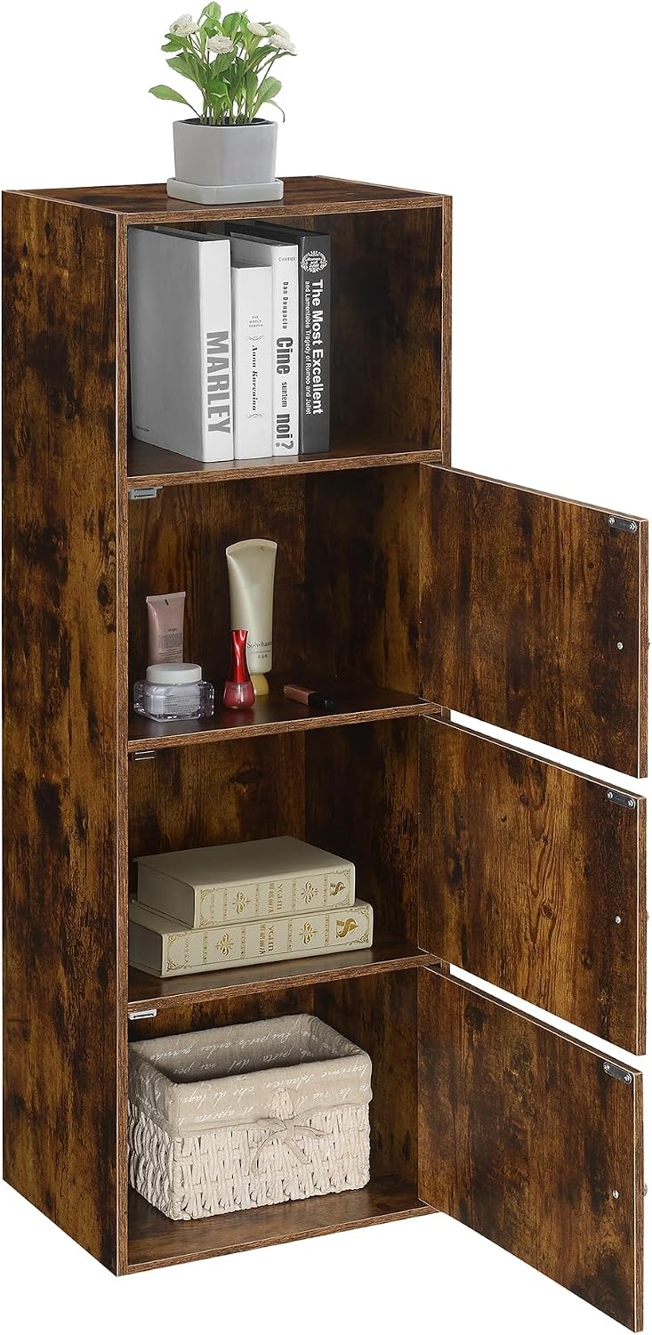 Xtra Storage Three-Door Cabinet with Shelf in Walnut Wood Finish