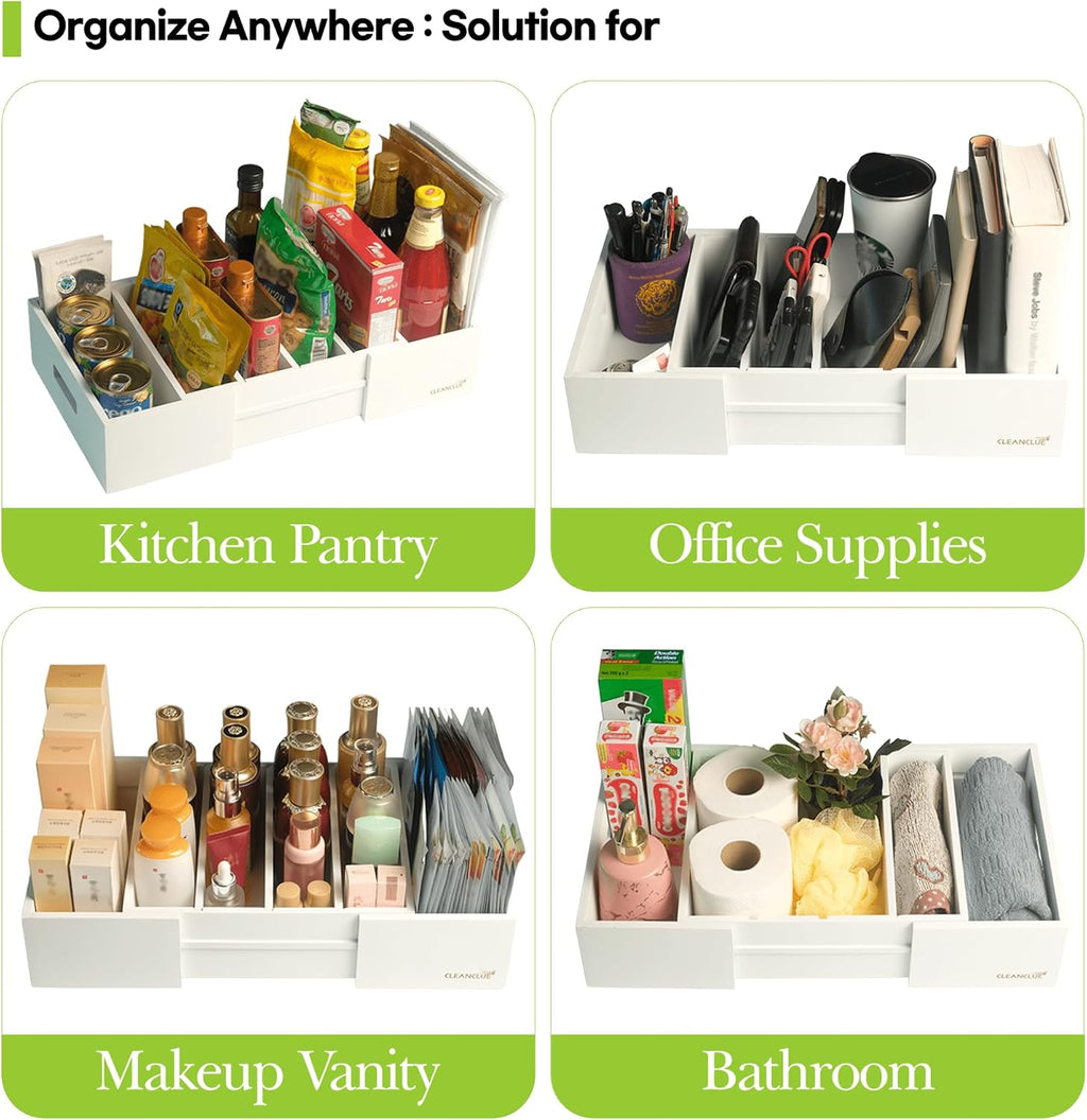 Expandable Bamboo Kitchen Cabinet Organizer for Food Container Lids Holder