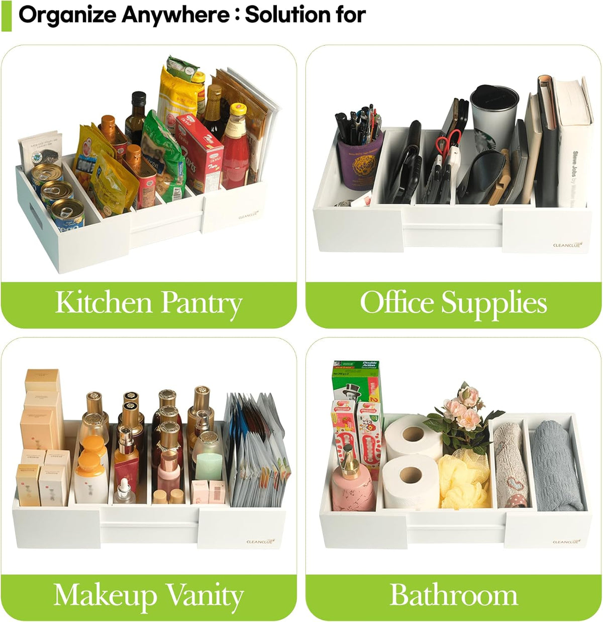 Expandable Bamboo Kitchen Cabinet Organizer for Food Container Lids Holder