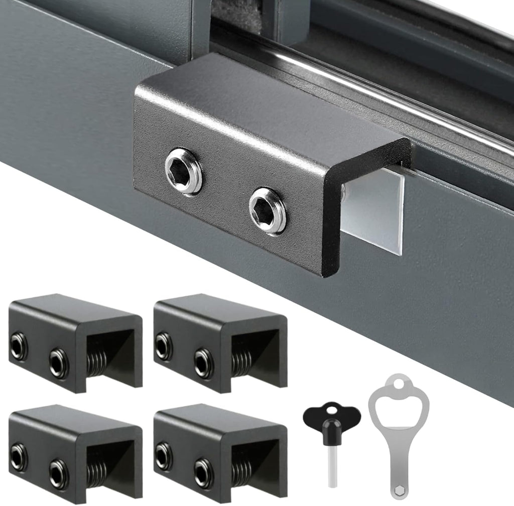 Window Locks, 4 Sets Sliding Security Window Lock with Key for Vertical & Horizontal Sliding Windows & Sliding Doors, Adjustable Window Locks Security Window Stoppers for Patio Bedroom Home and Office