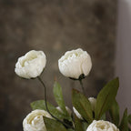 VIERENA 6 Pcs 27" Faux Silk Peony Artificial Flowers Stems for Vase (Cream)