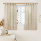 LAMIT Semi Sheer Window Linen Curtains 54 Inch Length, Light Filtering Panels by LAMIT