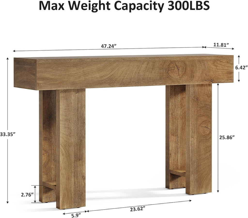 Cealform Console Tables for Entryway, 47.2 Inches Long Sofa Table Behind Couch, Farmhouse Wooden Style Entry Way Table for Living Room, Hallway, Entrance, Foyer (Light Brown)