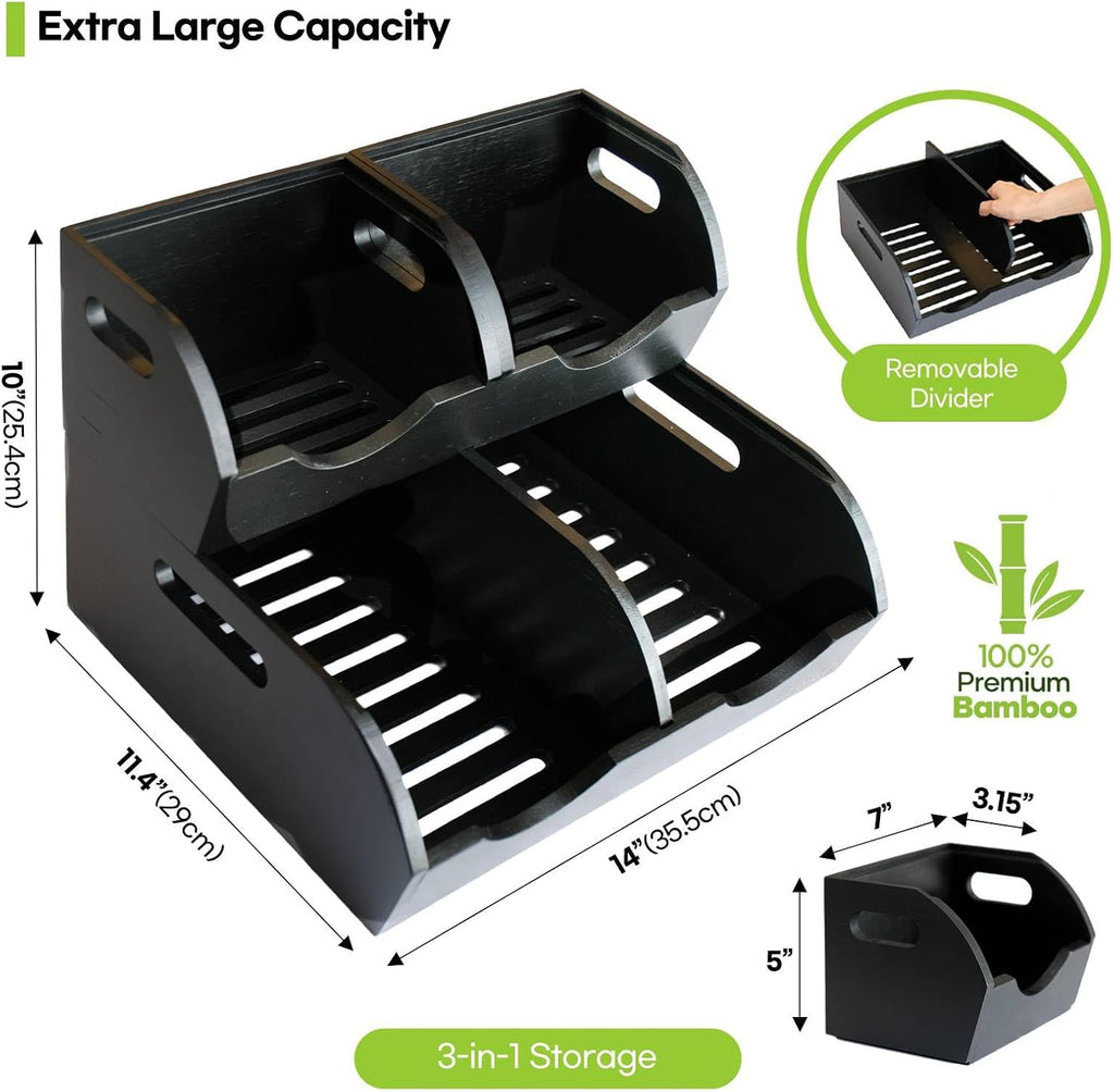 Potato and Onion Storage Bin, Stackable Bamboo Pantry Storage Organizer