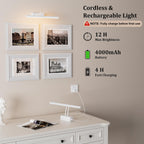 Picture Light for Wall, RF Remote, USB Charging, White
